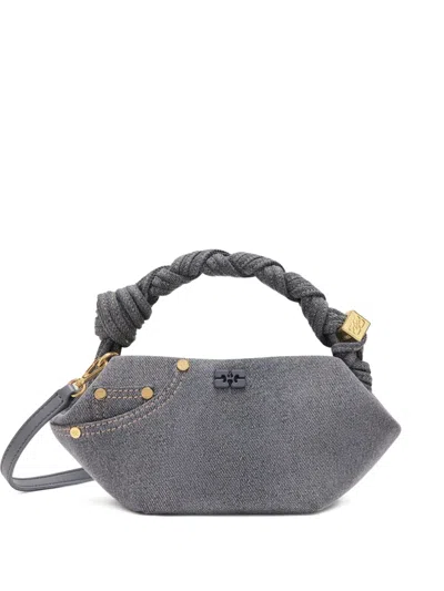 Ganni Grey Washed Mini Bou Bag In Orange