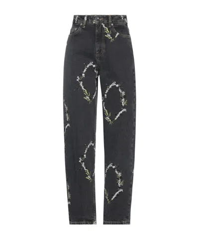 Ganni Denim Trousers In Black