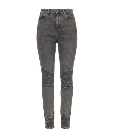 Ganni Denim Trousers In Gray