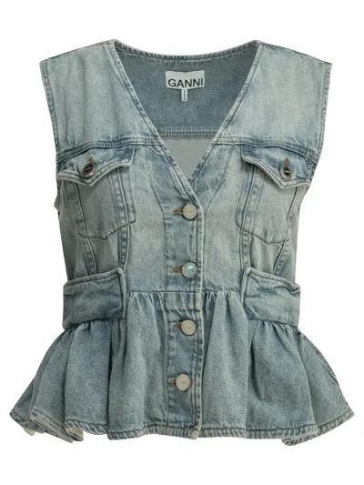 Ganni Denim Vest In Blue