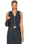 Ganni Fluffy Distressed Organic Denim Vest In Rinse