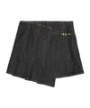 Ganni Black Fluffy Denim Wrap Miniskirt In Black