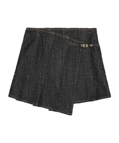 GANNI GANNI FLUFFY DENIM WRAP MINI SKIRT