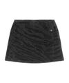 Ganni Tiger-print Denim Mini Wrap Skirt In Black