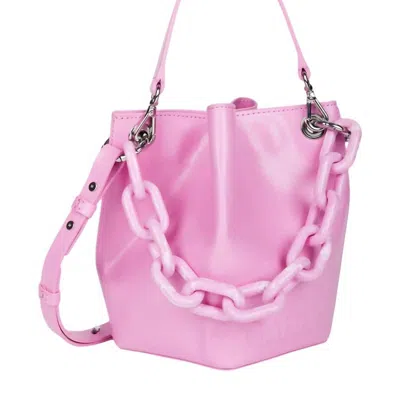 Ganni Diamond Bucket Bag In Pink