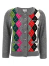 Ganni Women Grey Argyle-pattern Cardigan, L Luxury Sweaters & Knitwear For Women Darveys In Gray