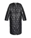 Ganni Diamond-quilted Zip-up Raincoat In Black