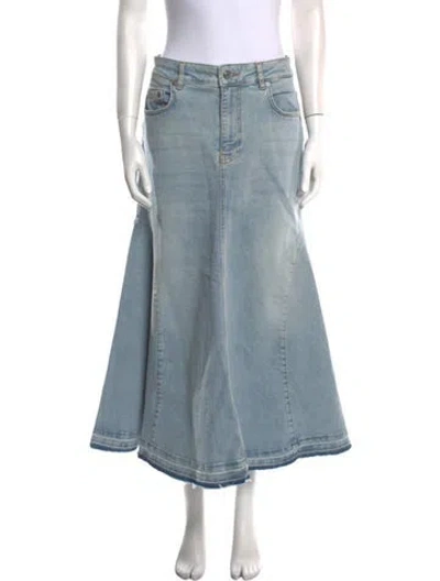 Pre-owned Ganni Distressed Accents Midi Length Skirt W/ Tags In Blue