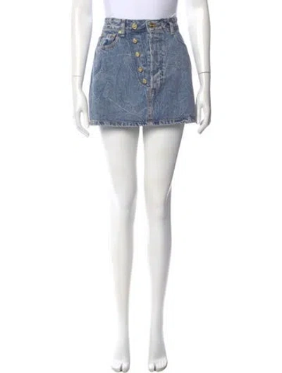 Pre-owned Ganni Distressed Accents Mini Skirt In Blue