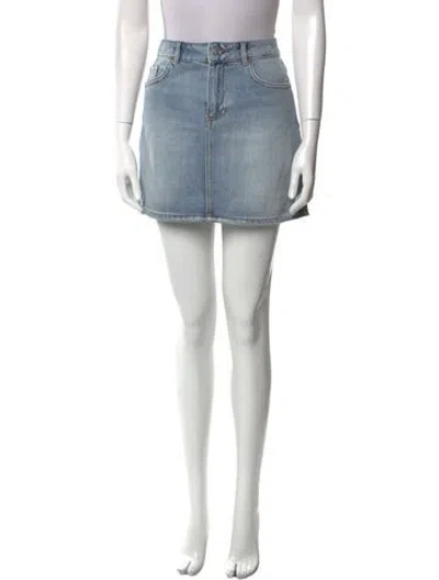 Pre-owned Ganni Distressed Accents Mini Skirt In Blue