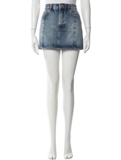 Pre-owned Ganni Distressed Accents Mini Skirt In Blue