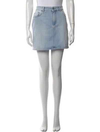 Pre-owned Ganni Distressed Accents Mini Skirt In Blue
