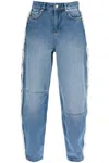 Ganni Distressed Barrel Jeans With In Blue