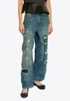 Ganni Blue Heavy Washed Carpenter Jeans In Blue