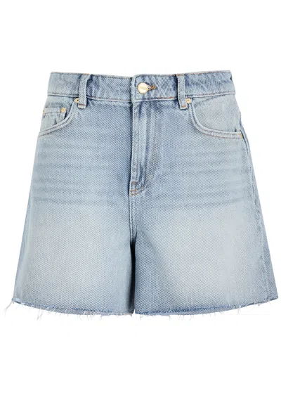 Ganni Blue Heavy Denim Shorts In 091 Tint Wash