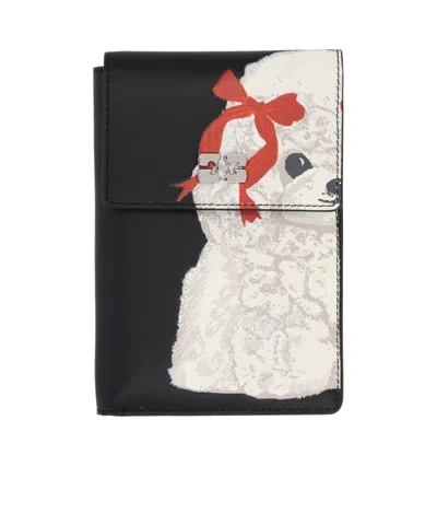 Ganni Dog Print Flap Wallets In White