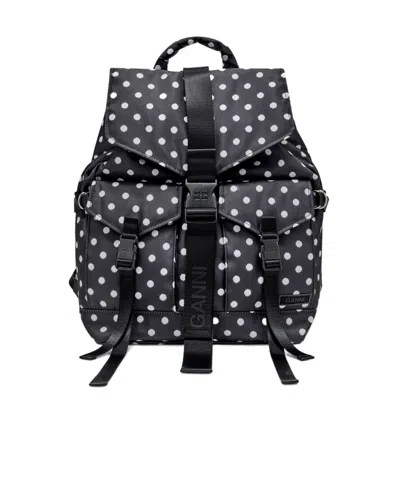 Ganni Dots Re-tech Backpack In Black