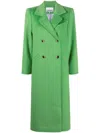 Ganni Solid Color Woolen Coat In Green