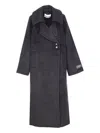 Ganni Double-face Wool Lace-up Coat In Black