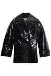 Ganni Croc-embossed Jacket In Black