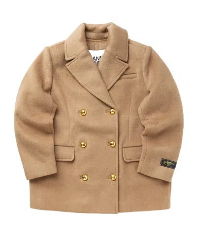 Ganni Double-breasted Jacket In Brown