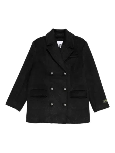 Ganni Double-breasted Jacket In Black