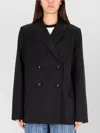 Ganni Double-breasted Jacket Notched Lapels In Blue