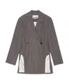 Ganni Double-breasted Tailored Blazer In Gray