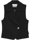 Ganni Bonded Crepe Vest In Black