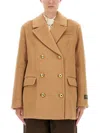 Ganni L-blend Oversized Double-breasted Peacoat In Brown