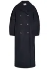 Ganni Double-breasted Wool-blend Peacoat In Black
