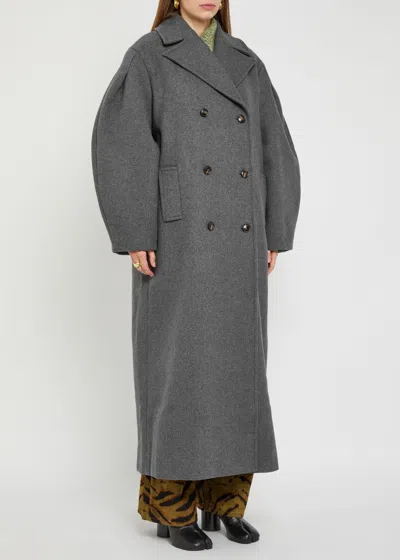 GANNI GANNI DOUBLE-BREASTED WOOL-BLEND PEACOAT