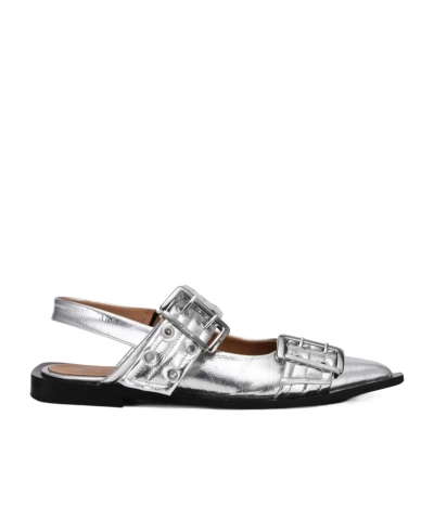 GANNI GANNI DOUBLE-BUCKLED POINTED-TOE BALLERINA SHOES