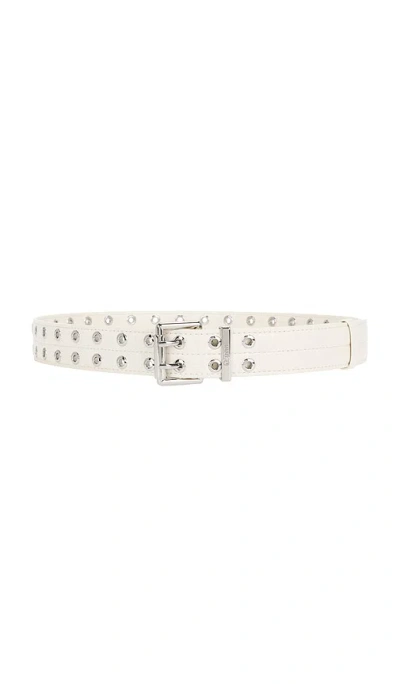 Ganni Double Eyelet Belt In Egret