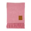 Ganni Soft Wool Scarf Fringed Edges In Pink