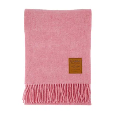 Ganni Double Face Solid Scarf In Pink