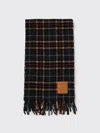 Ganni Double Face Wool Check Scarf In Gray