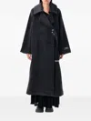 Ganni Double-face Wool Lace-up Coat In Black