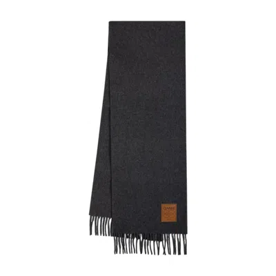 Ganni Double Face Wool Scarf In Gray
