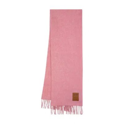 Ganni Double Face Wool Scarf In Pink