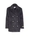 Ganni Double Faced Jacket In Gray