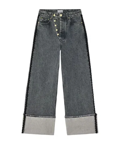 Ganni Double Fly Baggy Jeans In Blue
