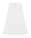Ganni Double-fly Denim Maxi Skirt In White