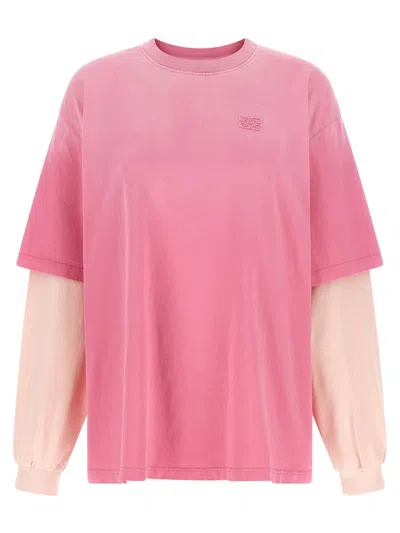 Ganni Women Double Layer Sleeve T-shirt In Pink