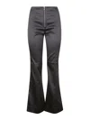 Ganni Double Satin Flared Trousers In Black