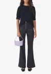 Ganni Double Satin Flared Trousers In Black