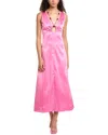 Ganni Double Satin Beaded Stretch Recycled-polyester Midi Dress