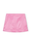 Ganni Double Satin Mini Skirt In Wild Orchid