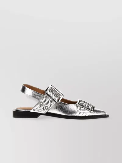 GANNI DOUBLE STRAP BUCKLE BALLET FLATS