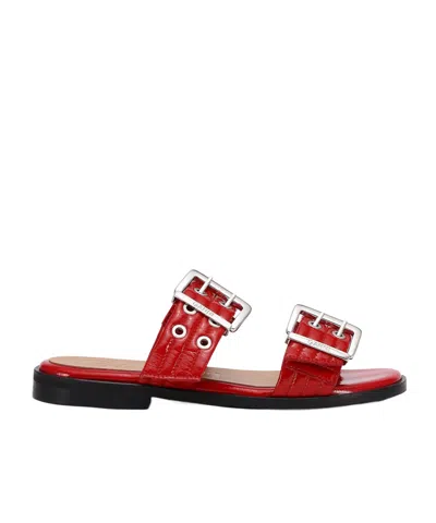 GANNI GANNI BUCKLE TWO-STRAP SANDALS